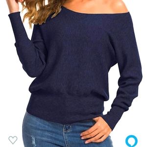Feiersi Off the Shoulder/Boat Neck Sweater